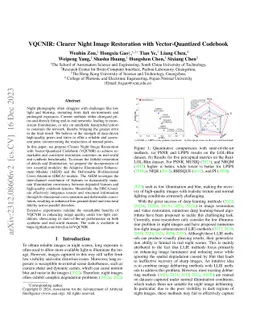 VQCNIR: Clearer Night Image Restoration with Vector-Quantized Codebook