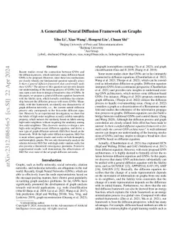 A Generalized Neural Diffusion Framework on Graphs