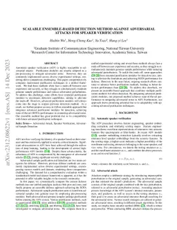 Scalable Ensemble-based Detection Method against Adversarial Attacks for
  speaker verification