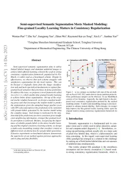 Semi-supervised Semantic Segmentation Meets Masked Modeling:Fine-grained
  Locality Learning Matters in Consistency Regularization