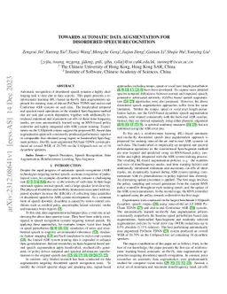 Towards Automatic Data Augmentation for Disordered Speech Recognition
