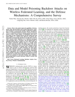 Data and Model Poisoning Backdoor Attacks on Wireless Federated
  Learning, and the Defense Mechanisms: A Comprehensive Survey