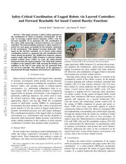 Safety-Critical Coordination of Legged Robots via Layered Controllers
  and Forward Reachable Set based Control Barrier Functions
