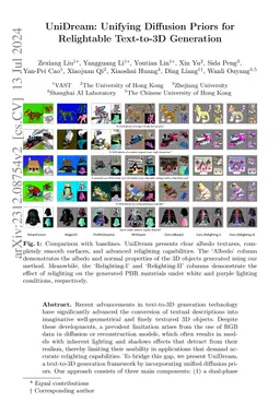 UniDream: Unifying Diffusion Priors for Relightable Text-to-3D
  Generation