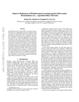 Improve Robustness of Reinforcement Learning against Observation
  Perturbations via $l_\infty$ Lipschitz Policy Networks