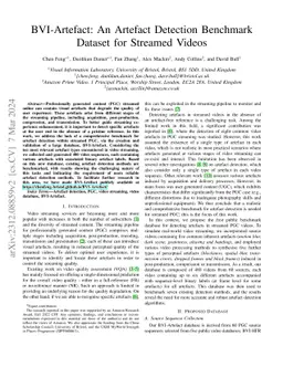 BVI-Artefact: An Artefact Detection Benchmark Dataset for Streamed
  Videos