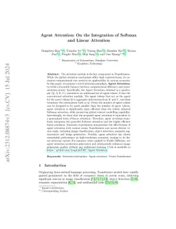Agent Attention: On the Integration of Softmax and Linear Attention