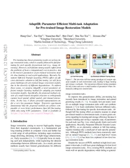 AdaptIR: Parameter Efficient Multi-task Adaptation for Pre-trained Image
  Restoration Models