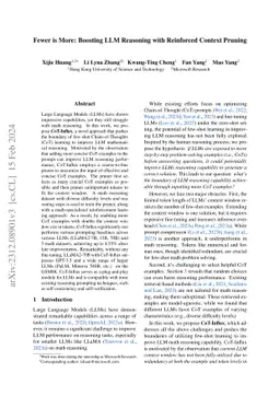 Fewer is More: Boosting LLM Reasoning with Reinforced Context Pruning