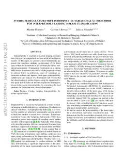Attribute Regularized Soft Introspective Variational Autoencoder for
  Interpretable Cardiac Disease Classification
