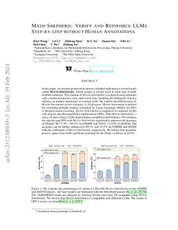 Math-Shepherd: Verify and Reinforce LLMs Step-by-step without Human
  Annotations