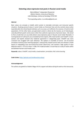 Detecting value-expressive text posts in Russian social media