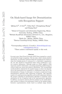 On Mask-based Image Set Desensitization with Recognition Support
