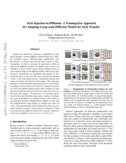 Style Injection in Diffusion: A Training-free Approach for Adapting
  Large-scale Diffusion Models for Style Transfer