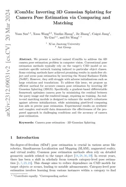 iComMa: Inverting 3D Gaussian Splatting for Camera Pose Estimation via
  Comparing and Matching