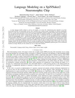 Language Modeling on a SpiNNaker 2 Neuromorphic Chip