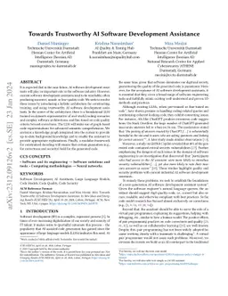 Towards Trustworthy AI Software Development Assistance