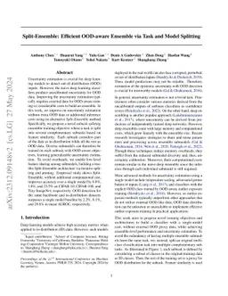 Split-Ensemble: Efficient OOD-aware Ensemble via Task and Model
  Splitting