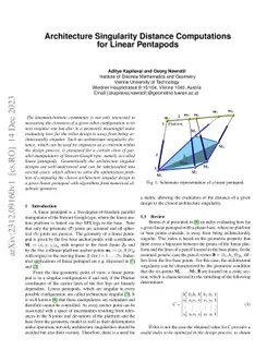 Architecture Singularity Distance Computations for Linear Pentapods