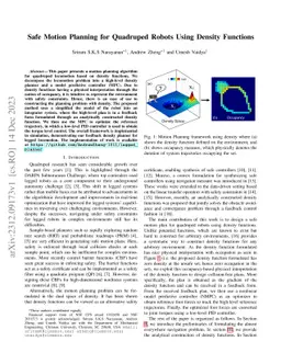 Safe Motion Planning for Quadruped Robots Using Density Functions