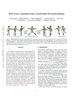 3DGS-Avatar: Animatable Avatars via Deformable 3D Gaussian Splatting