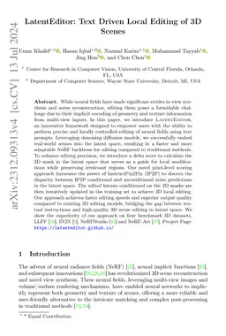 LatentEditor: Text Driven Local Editing of 3D Scenes