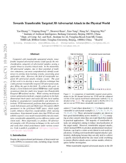 Towards Transferable Targeted 3D Adversarial Attack in the Physical
  World