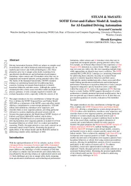 STEAM & MoSAFE: SOTIF Error-and-Failure Model & Analysis for AI-Enabled
  Driving Automation