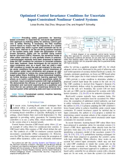 Optimized Control Invariance Conditions for Uncertain Input-Constrained
  Nonlinear Control Systems