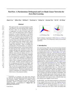 ParsNets: A Parsimonious Orthogonal and Low-Rank Linear Networks for
  Zero-Shot Learning