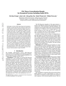 PAC-Bayes Generalisation Bounds for Dynamical Systems Including Stable
  RNNs