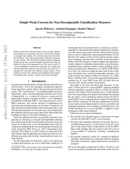 Simple Weak Coresets for Non-Decomposable Classification Measures