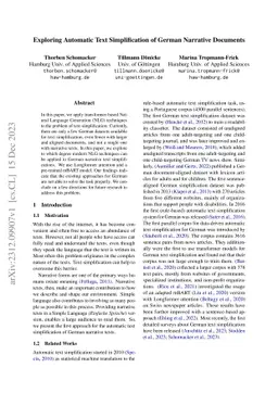 Exploring Automatic Text Simplification of German Narrative Documents