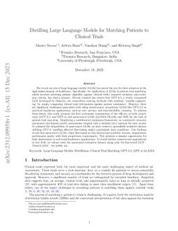 Distilling Large Language Models for Matching Patients to Clinical
  Trials