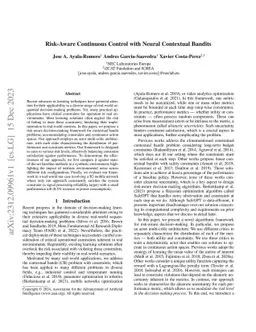 Risk-Aware Continuous Control with Neural Contextual Bandits