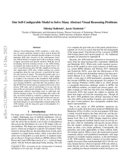 One Self-Configurable Model to Solve Many Abstract Visual Reasoning
  Problems