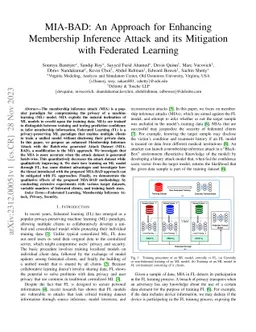 MIA-BAD: An Approach for Enhancing Membership Inference Attack and its
  Mitigation with Federated Learning