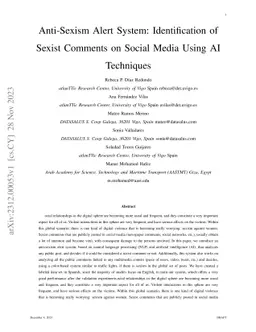Anti-Sexism Alert System: Identification of Sexist Comments on Social
  Media Using AI Techniques