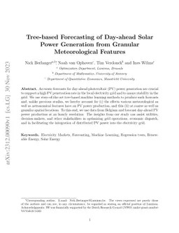 Tree-based Forecasting of Day-ahead Solar Power Generation from Granular
  Meteorological Features