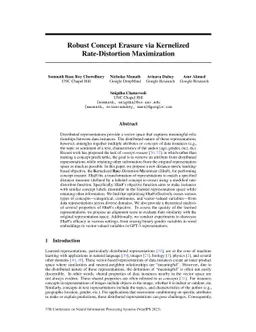 Robust Concept Erasure via Kernelized Rate-Distortion Maximization