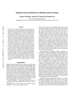 Optimal Attack and Defense for Reinforcement Learning