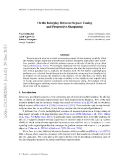 On the Interplay Between Stepsize Tuning and Progressive Sharpening