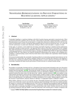 Negotiated Representations to Prevent Forgetting in Machine Learning
  Applications