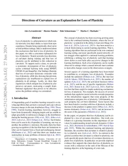Directions of Curvature as an Explanation for Loss of Plasticity