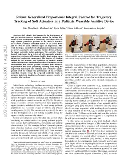 Robust Generalized Proportional Integral Control for Trajectory Tracking
  of Soft Actuators in a Pediatric Wearable Assistive Device