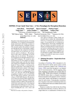 SEPSIS: I Can Catch Your Lies -- A New Paradigm for Deception Detection