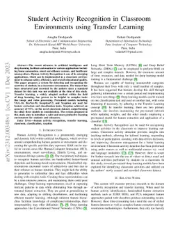 Student Activity Recognition in Classroom Environments using Transfer
  Learning