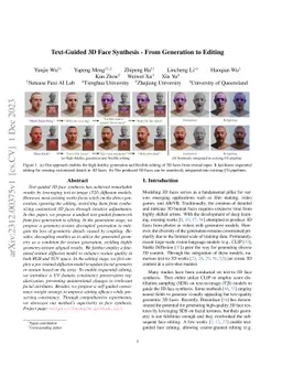 Text-Guided 3D Face Synthesis -- From Generation to Editing