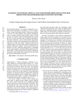 Learning to Estimate Critical Gait Parameters from Single-View RGB
  Videos with Transformer-Based Attention Network