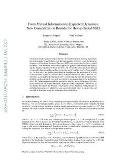 From Mutual Information to Expected Dynamics: New Generalization Bounds
  for Heavy-Tailed SGD
